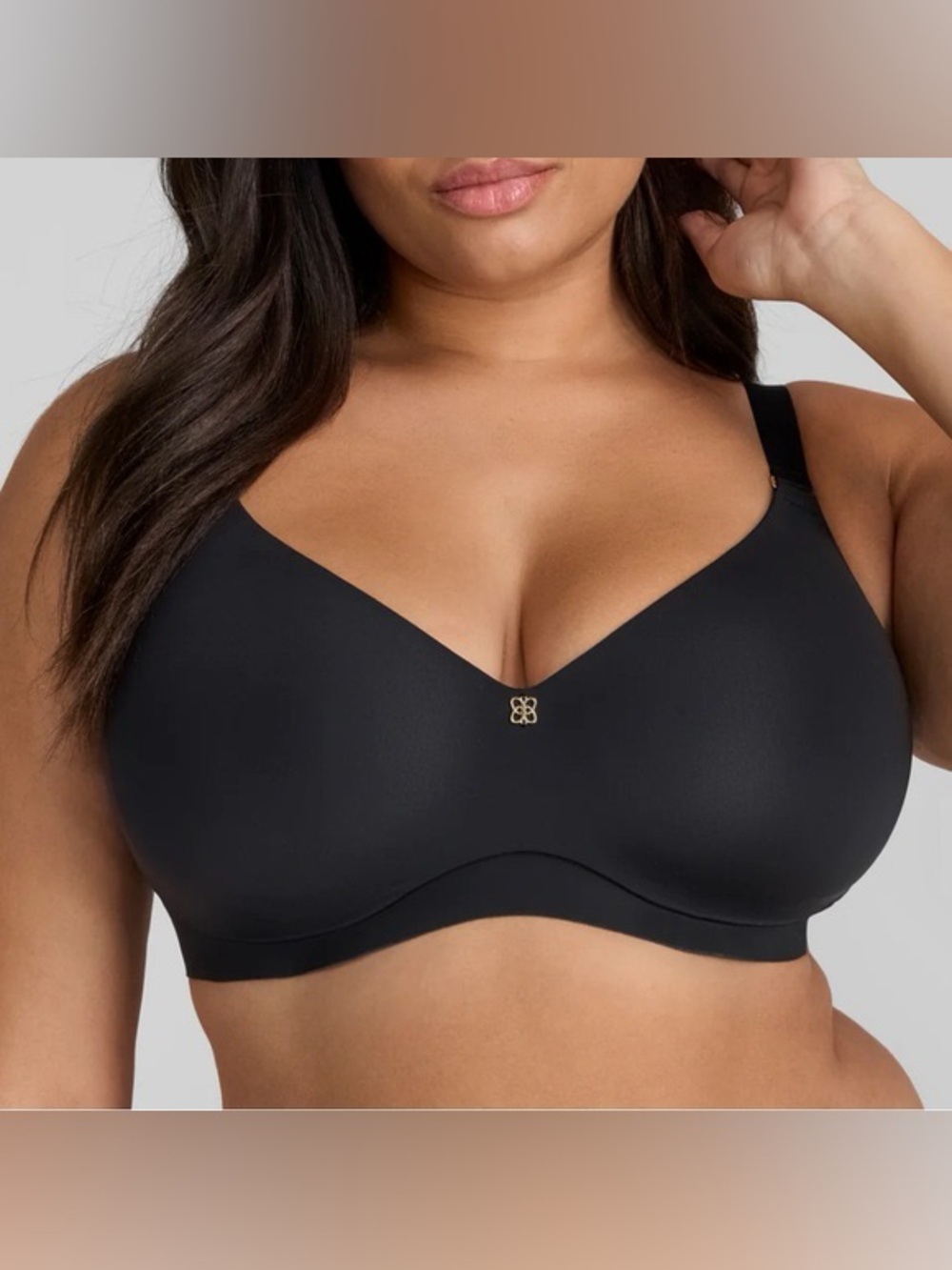 Honeylove Smooth Wireless Bra in Black with Gold Accent